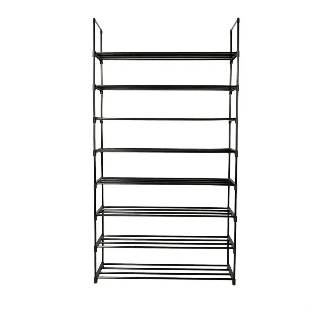 66.54 H 40-Pair 8-Tier Black Iron Shoe Rack Closet Organizer Storage Stand